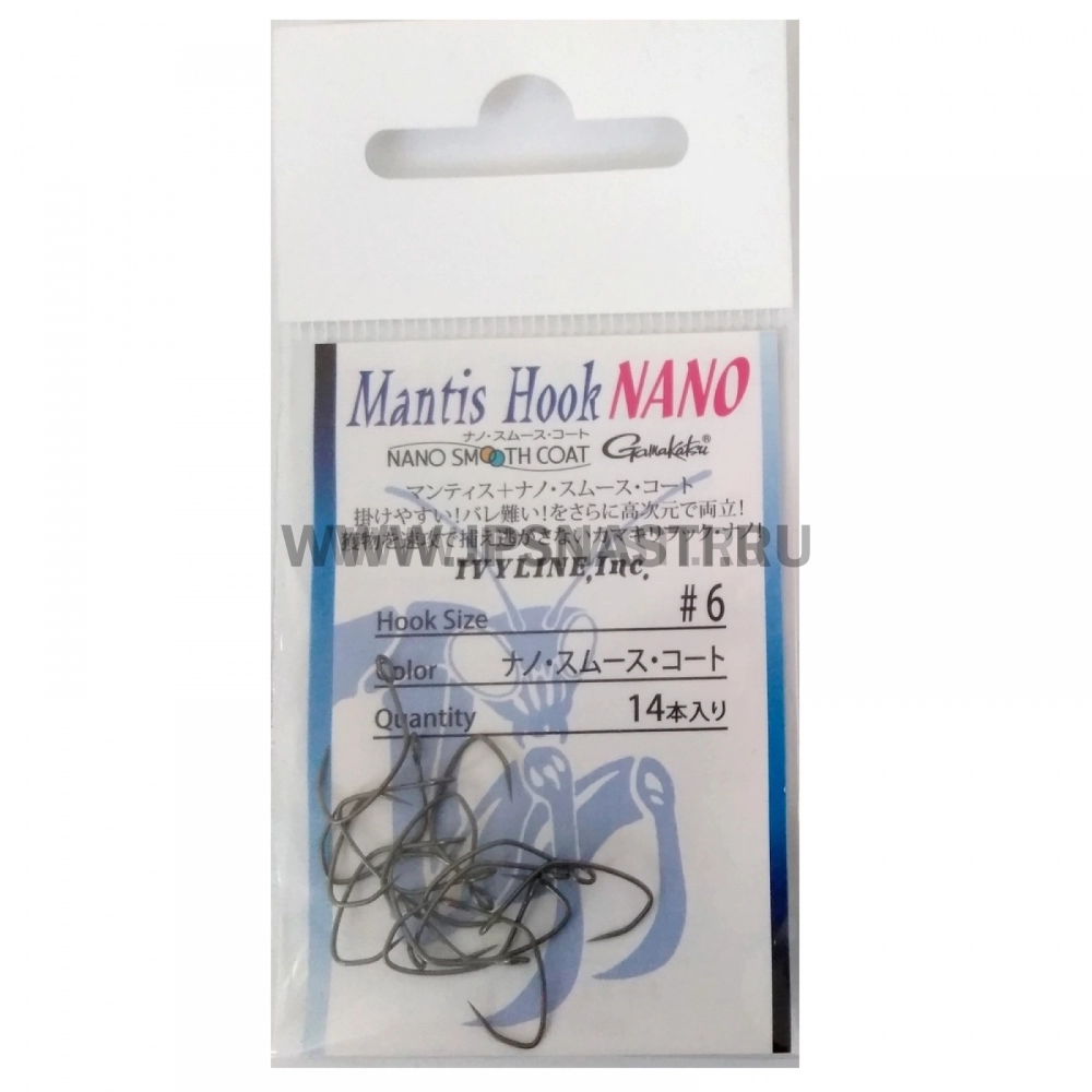 Крючки одинарные Ivyline Mantis Hook Nano, #6