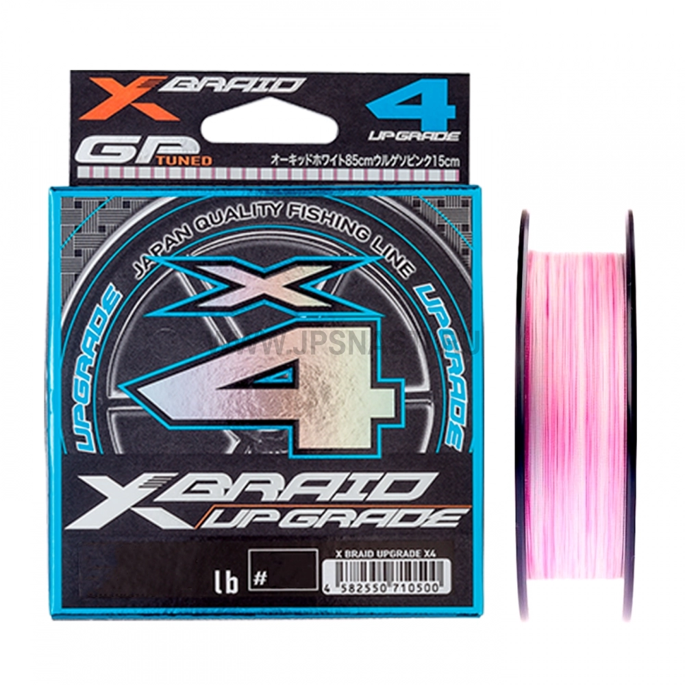 Плетеный шнур YGK X-Braid Upgrade X4, #0.2, 100 м, розово-белый