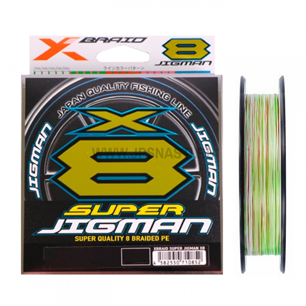 Плетеный шнур YGK X-Braid Super Jigman X8, #1, 200 м, многоцветный