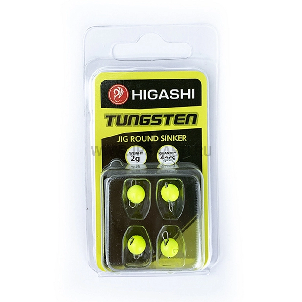 Чебурашки вольфрамовые Higashi Jig Tungsten Sinker R, 4 шт., 2 г, Fluo Yellow