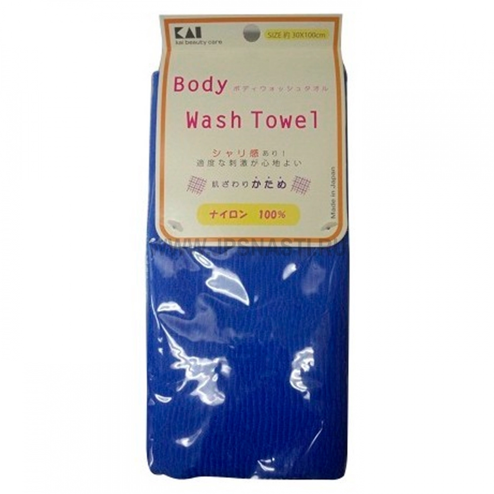 Мочалка для тела Kai Nylon Body Towel Stiff, жесткая, 100 см