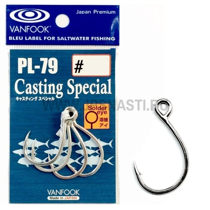 Крючки одинарные Vanfook Casting Special PL-79, Silver, #1/0