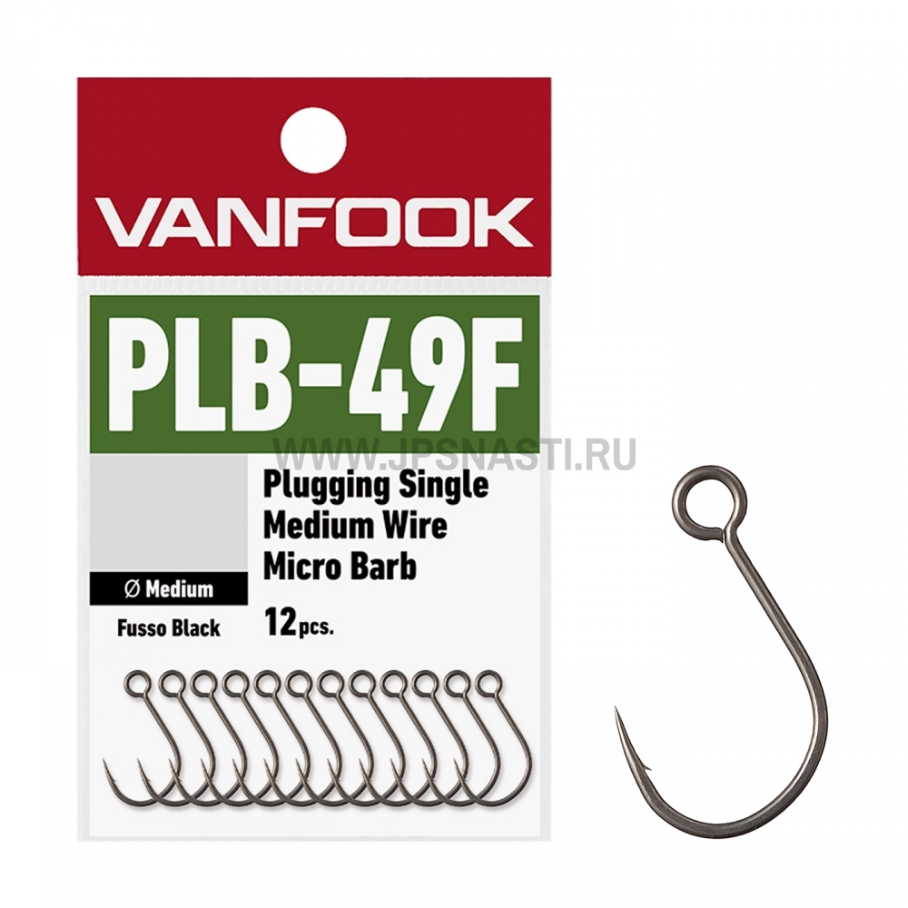 Крючки одинарные Vanfook PLB-49F, Fusso Black, #12