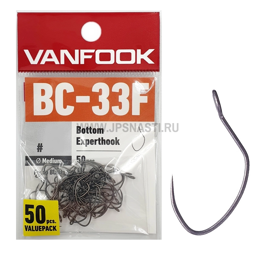 Крючки одинарные Vanfook BC-33F, Fusso Black, #8, 50 шт