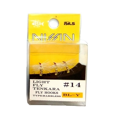 Мушки Nissin Light Fly Tenkara Kebari BL-Y, #14 , безбородые, желтый, 3 шт.