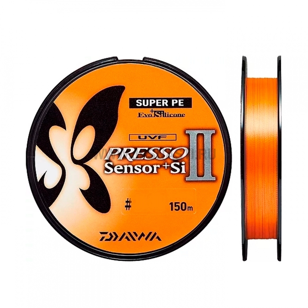 Плетеный шнур Daiwa UVF Presso Sensor2 +Si, #0.15, 150 м, оранжевый