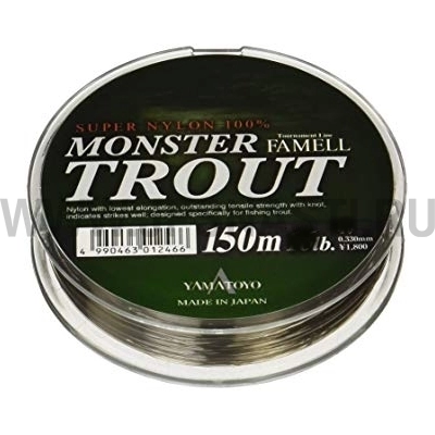 Монофильная леска Yamatoyo Famell Monster Trout, #1.5, 150 м, Серый