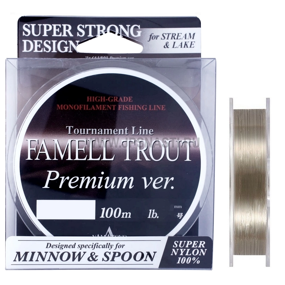 Монофильная леска Yamatoyo Famell Trout for Premium ver., #1.2, 100 м, Titanium Brown