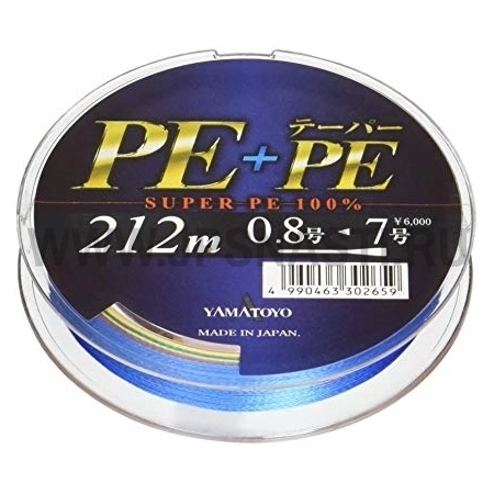 Плетеный шнур Yamatoyo PE Tapered Line х4, #1.0, 212 м, многоцветный