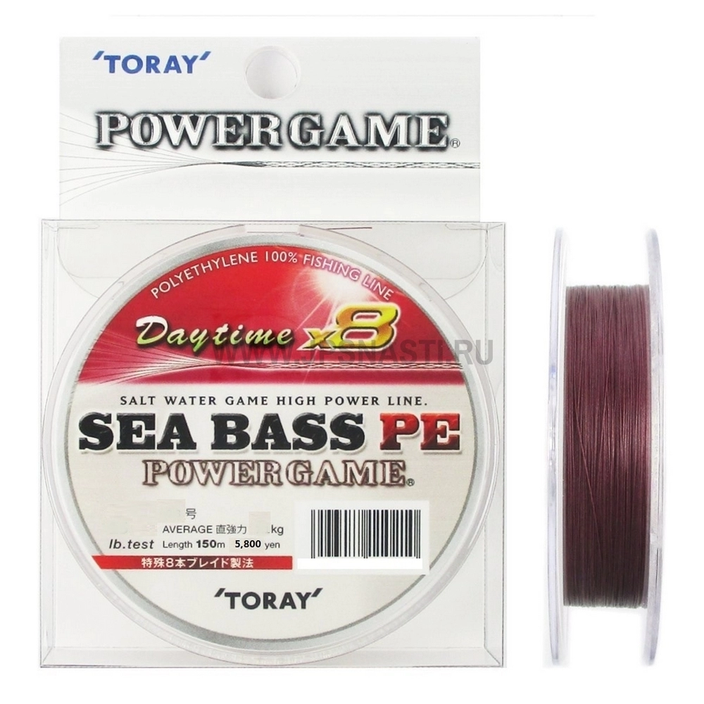 Плетеные шнуры Toray SeaBass PE Power Game Daytime x8, #1.5, 150 м, красный