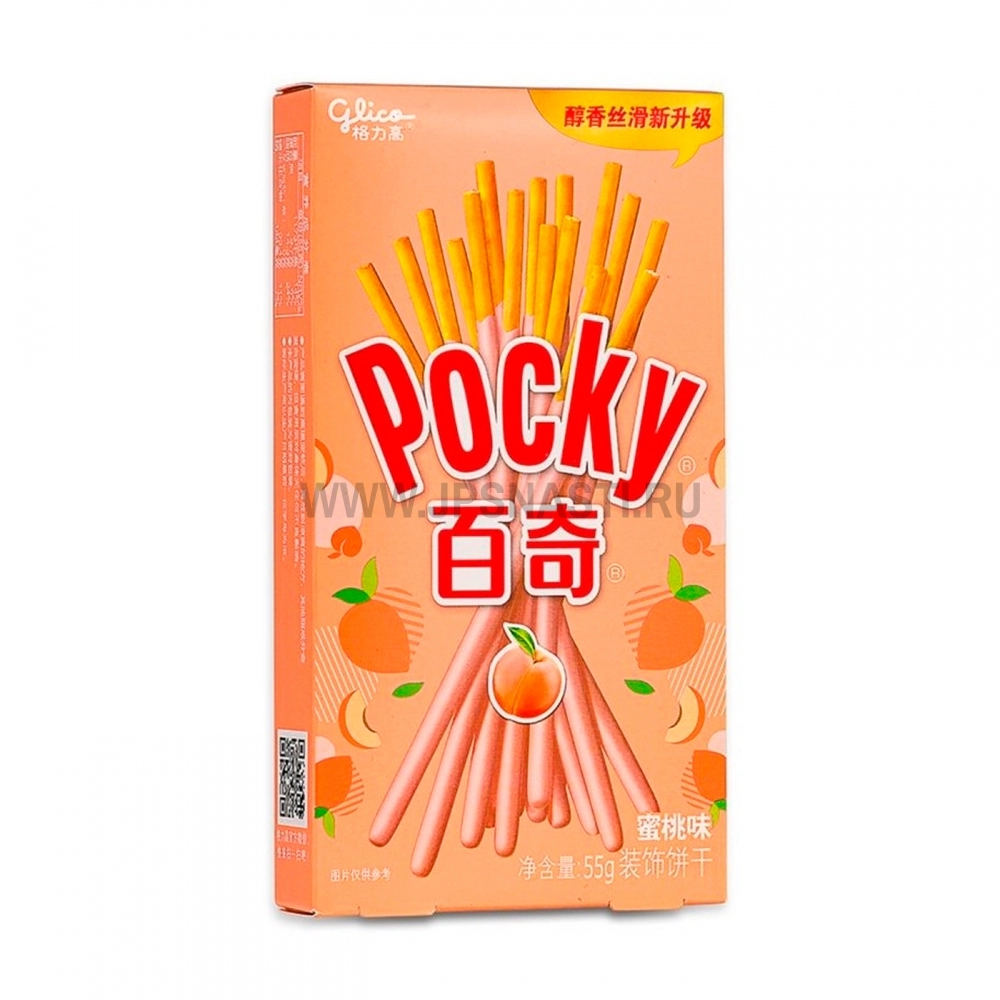 Японские палочки-печенье Pocky Glico Pocky, со вкусом персика, 55 г
