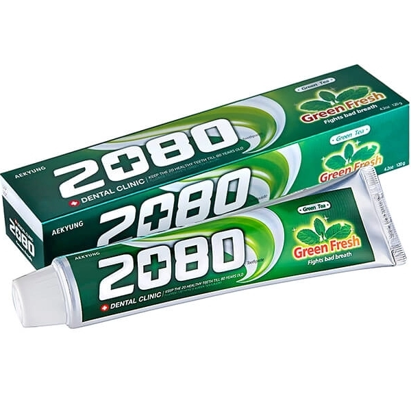 Зубная паста Kerasys Dental Clinic 2080 Green Fresh зеленый чай, 120 гр, мята