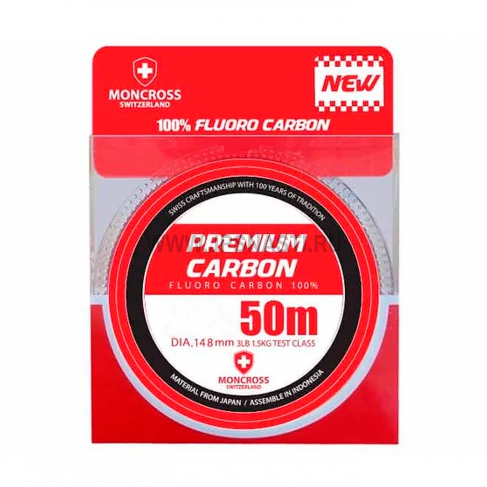 Флюорокарбон Moncross Premium Carbon, #1, 50 м, прозрачный