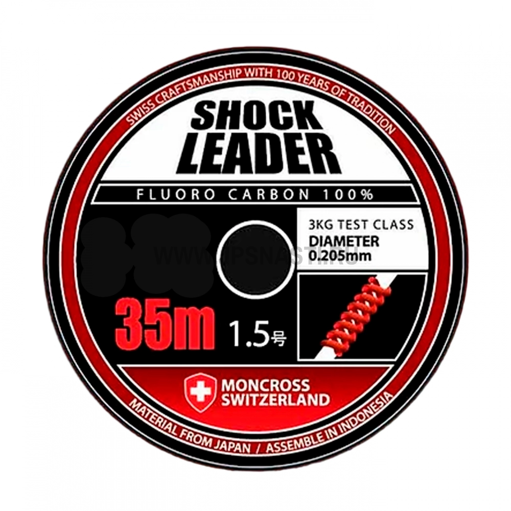 Шок лидер флюорокарбоновый Moncross Shock Leader, #1.5, 35 м, прозрачный