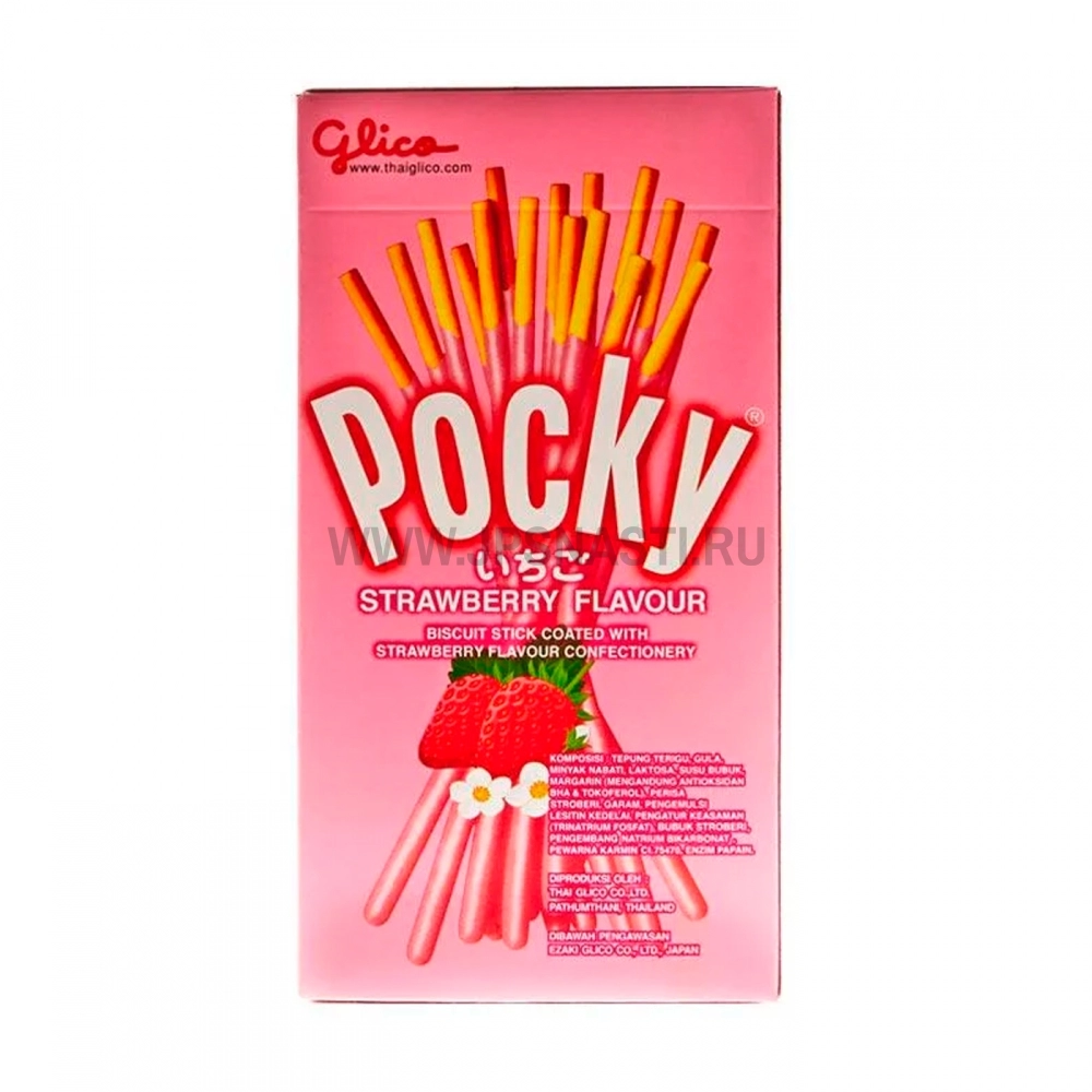 Японские палочки-печенье Pocky Glico Pocky, со вкусом клубники, 45 гр